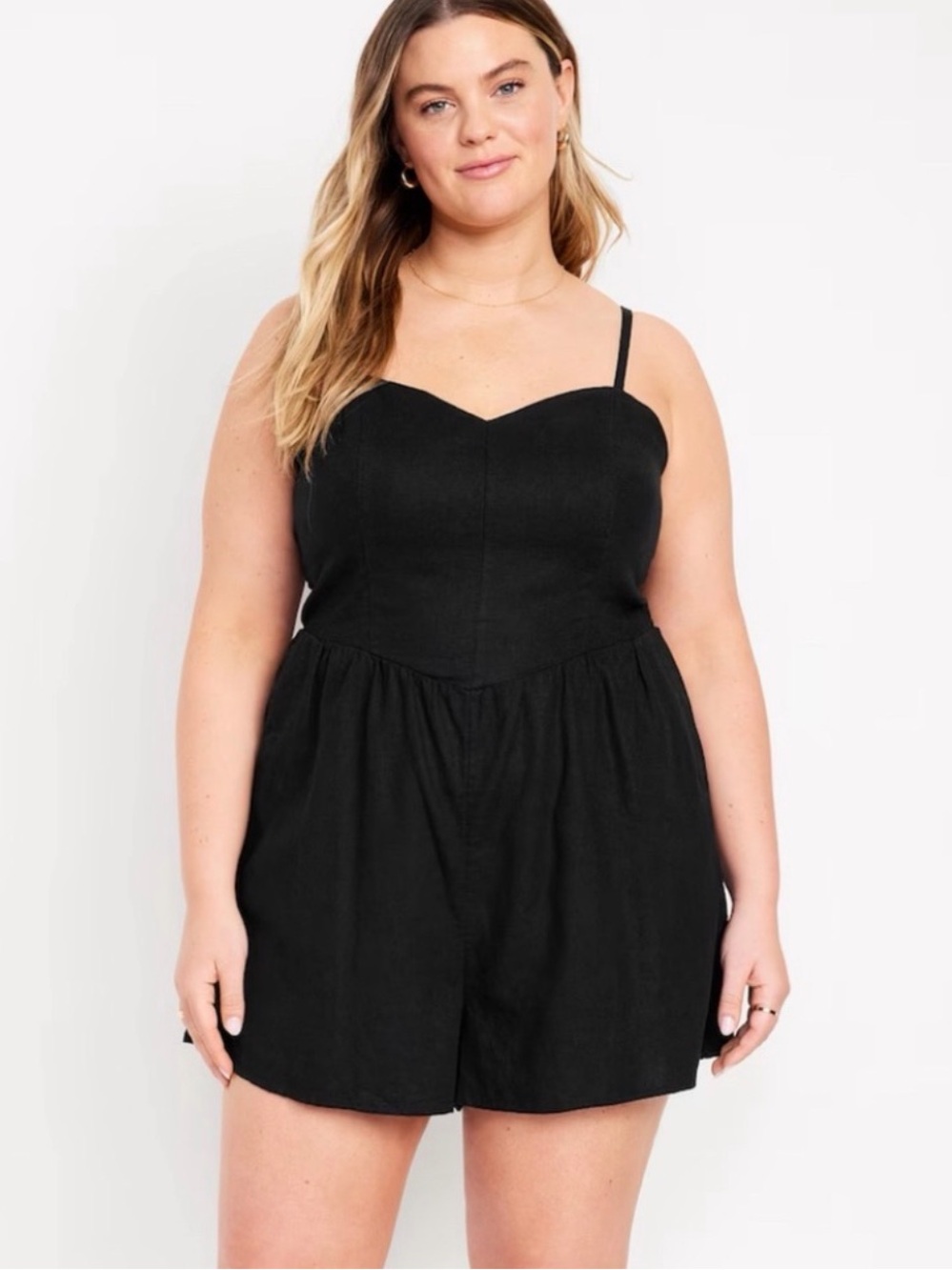 Old Navy Black Fit & Flare Sweetheart Neckline Romper